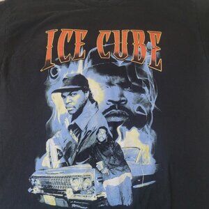 Mens Ice Cube Black Hip Hop T shirt Short Sleeve XL VG+ 90's Graphic Tee